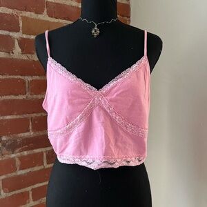 Pink Lace Cami Tank Top Y2K Coquette Loungecore Size XL
